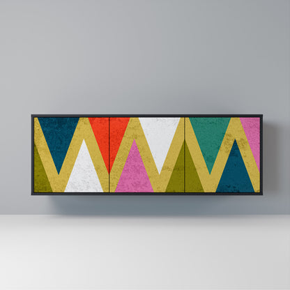 COLORFUL TRIANGLES Madia a 3 Ante in Finitura Nera