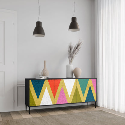 COLORFUL TRIANGLES 3-Door Sideboard in Black Finish