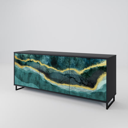Credenza a 3 ante GOLDRUSH ODYSSEY in finitura nera