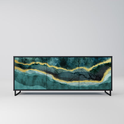 Credenza a 3 ante GOLDRUSH ODYSSEY in finitura nera