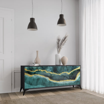 Credenza a 3 ante GOLDRUSH ODYSSEY in finitura nera