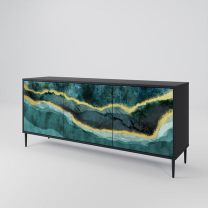 Credenza a 3 ante GOLDRUSH ODYSSEY in finitura nera