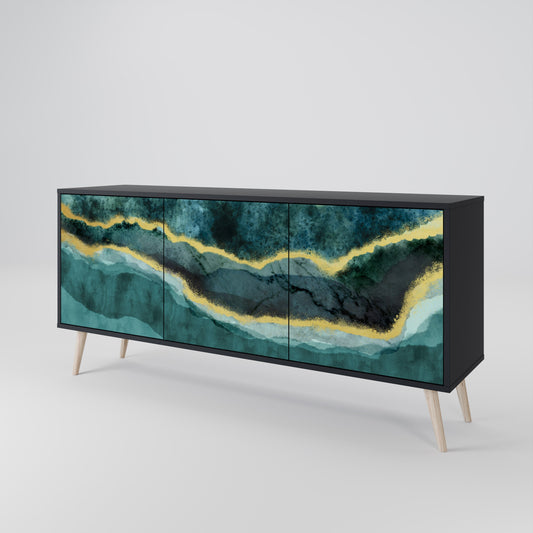 Credenza a 3 ante GOLDRUSH ODYSSEY in finitura nera