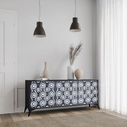 GRAPHITE EYES 3-Door Sideboard in Black Finish