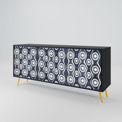 GRAPHITE EYES 3-Door Sideboard in Black Finish
