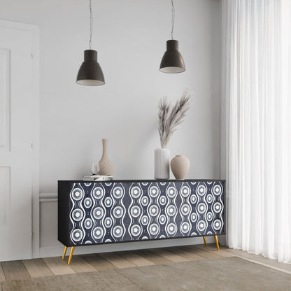 GRAPHITE EYES 3-Door Sideboard in Black Finish
