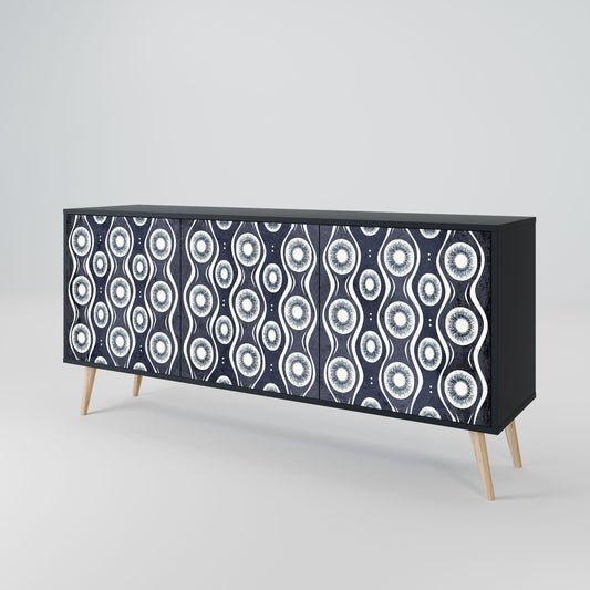 Credenza GRAPHITE EYES a 3 ante in finitura nera