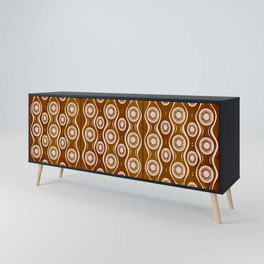 BROWN EYES 3-Door Sideboard in Black Finish