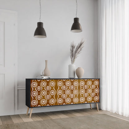 BROWN EYES 3-Door Sideboard in Black Finish