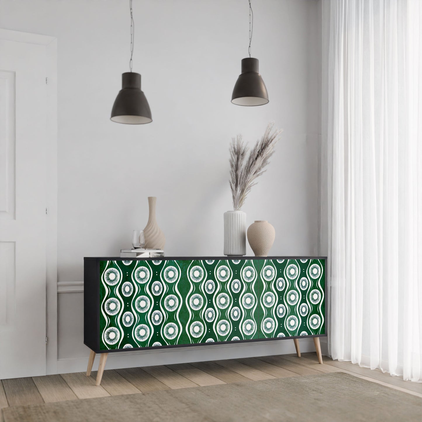 Credenza a 3 ante GREEN EYES in finitura nera