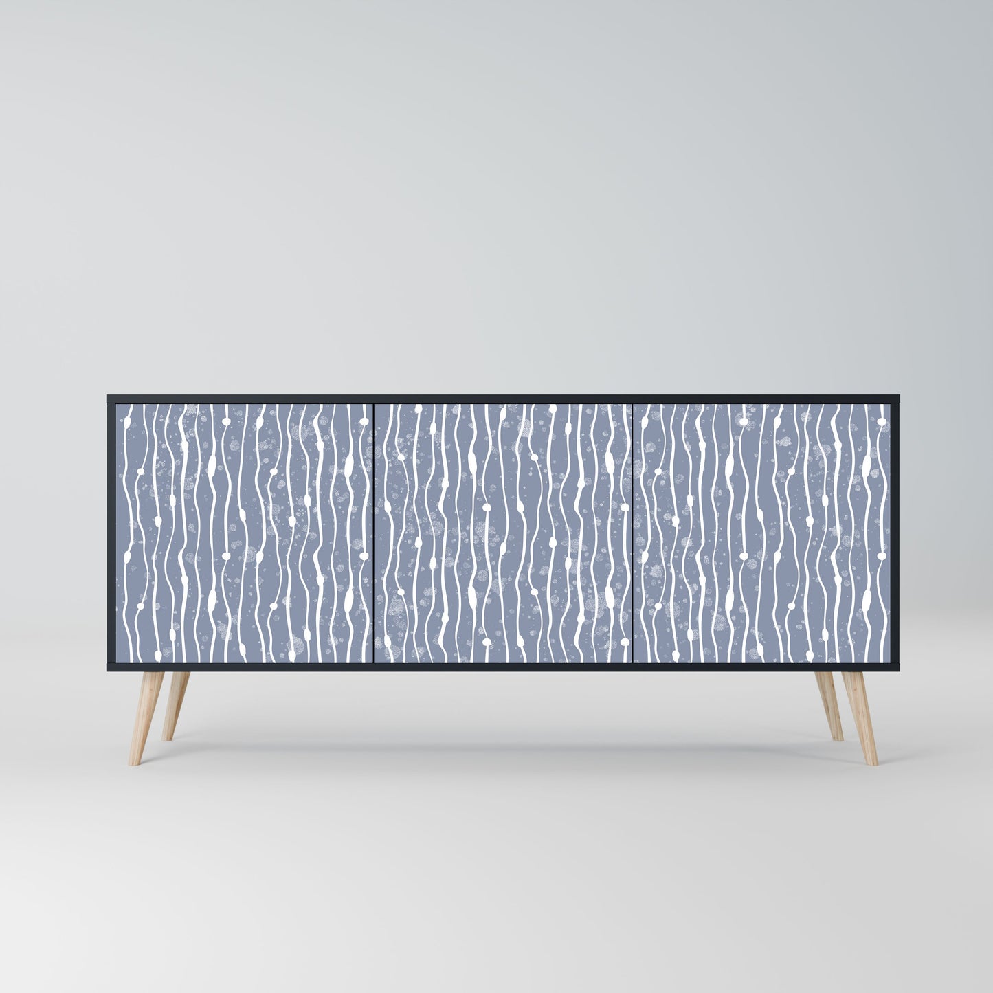 Credenza GRAPHITE RAIN a 3 ante in finitura nera