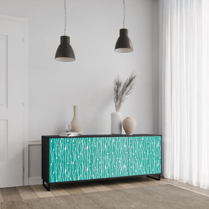 TURQUOISE RAIN 3-Door Sideboard in Black Finish