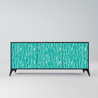 TURQUOISE RAIN 3-Door Sideboard in Black Finish
