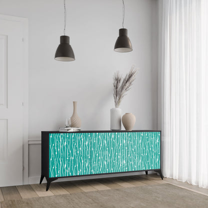 TURQUOISE RAIN 3-Door Sideboard in Black Finish