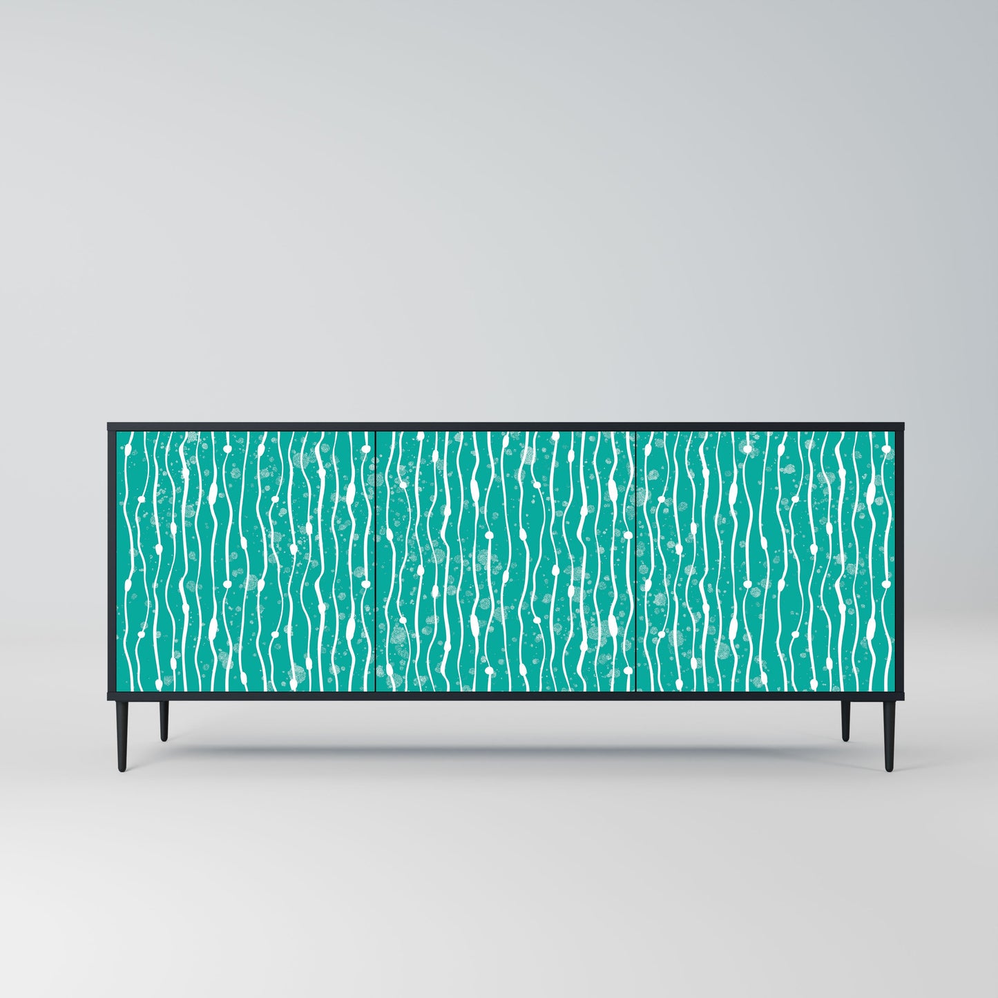 TURQUOISE RAIN 3-Door Sideboard in Black Finish