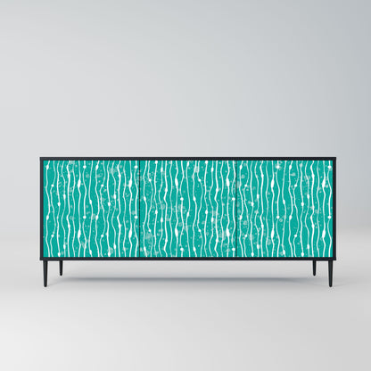 TURQUOISE RAIN 3-Door Sideboard in Black Finish