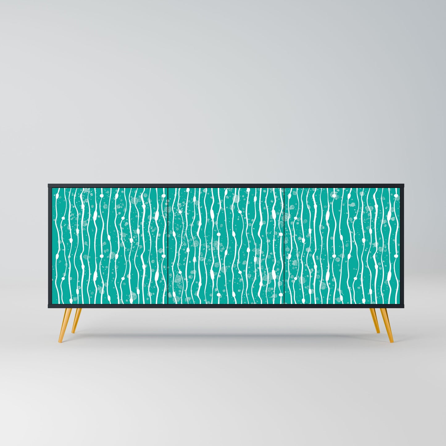 TURQUOISE RAIN 3-Door Sideboard in Black Finish