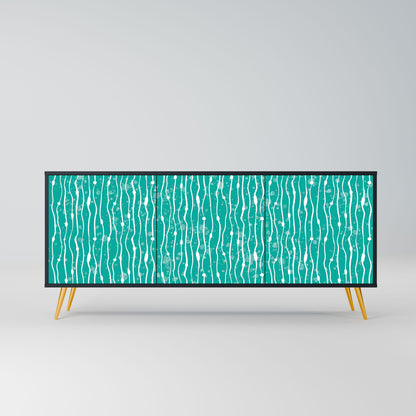 TURQUOISE RAIN 3-Door Sideboard in Black Finish