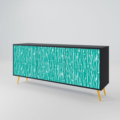 TURQUOISE RAIN 3-Door Sideboard in Black Finish