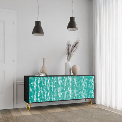 TURQUOISE RAIN 3-Door Sideboard in Black Finish
