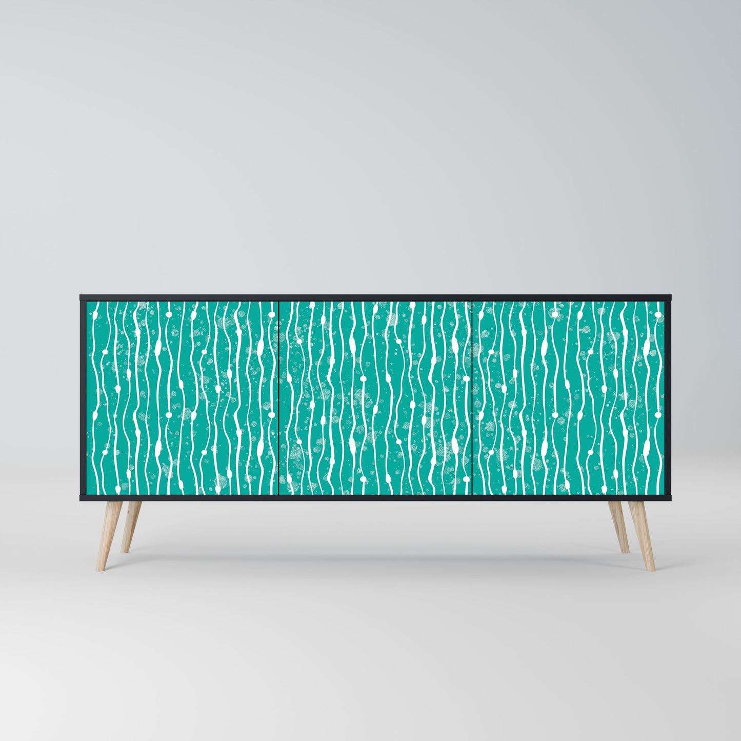 TURQUOISE RAIN 3-Door Sideboard in Black Finish