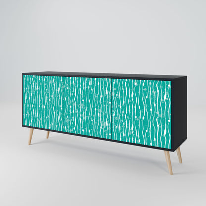 TURQUOISE RAIN 3-Door Sideboard in Black Finish