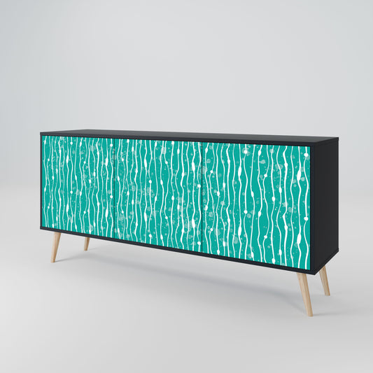 TURQUOISE RAIN 3-Door Sideboard in Black Finish
