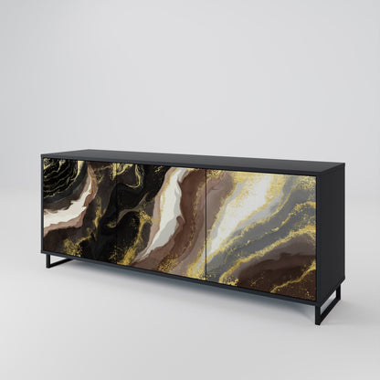 Credenza a 3 ante GOLD DUST in finitura nera