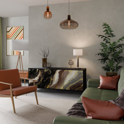 Credenza a 3 ante GOLD DUST in finitura nera