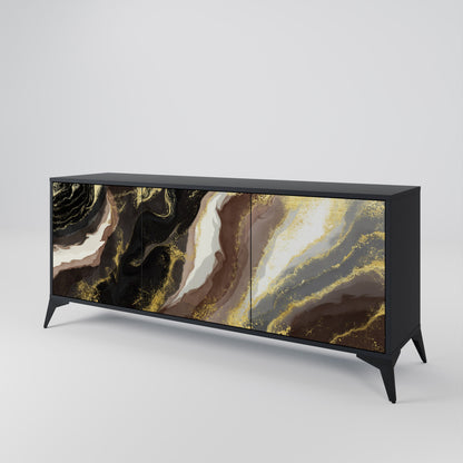 Credenza a 3 ante GOLD DUST in finitura nera