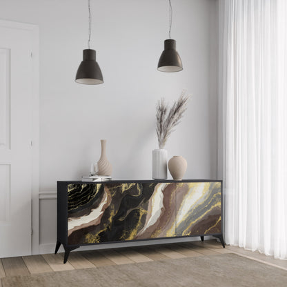 Credenza a 3 ante GOLD DUST in finitura nera