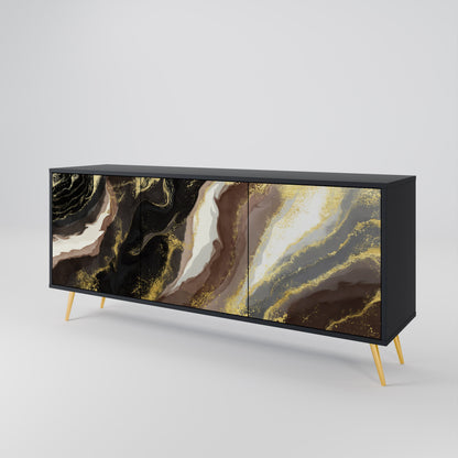 Credenza a 3 ante GOLD DUST in finitura nera