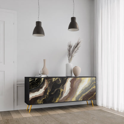 Credenza a 3 ante GOLD DUST in finitura nera