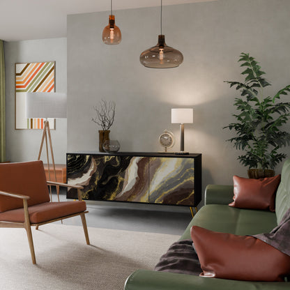 Credenza a 3 ante GOLD DUST in finitura nera