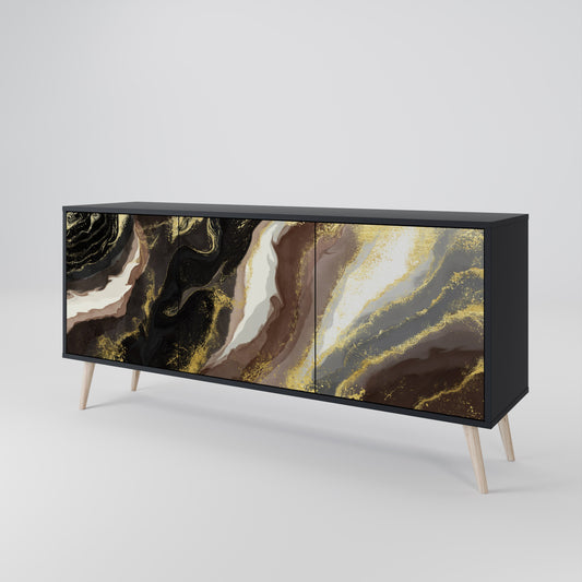 Credenza a 3 ante GOLD DUST in finitura nera