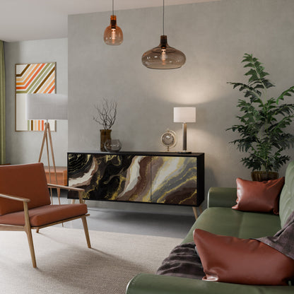 Credenza a 3 ante GOLD DUST in finitura nera