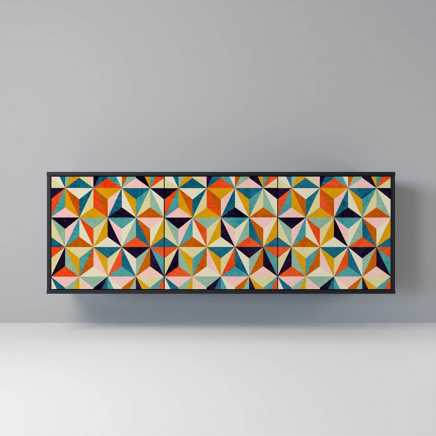 TESSELATE TREASURES Madia a 3 Ante in Finitura Nera