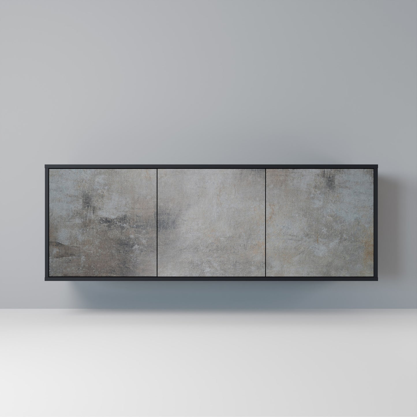 CONCRETE WALL Madia a 3 Ante in Finitura Nera
