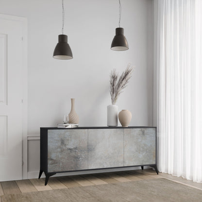 Credenza CONCRETE WALL a 3 ante in finitura nera