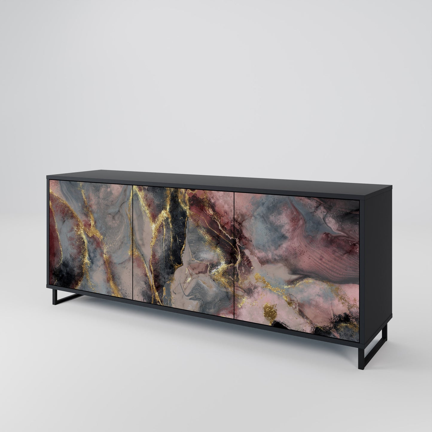 Credenza a 3 ante GOLDEN TIDES in finitura nera