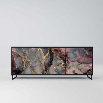 Credenza a 3 ante GOLDEN TIDES in finitura nera