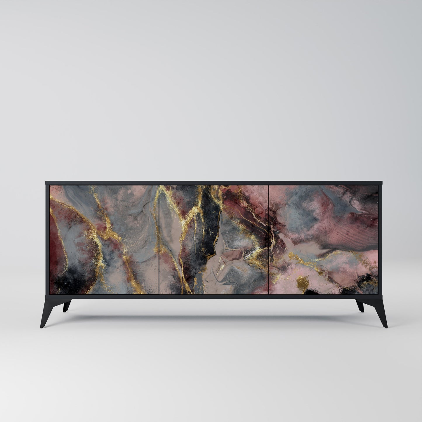 Credenza a 3 ante GOLDEN TIDES in finitura nera