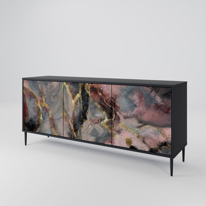 Credenza a 3 ante GOLDEN TIDES in finitura nera