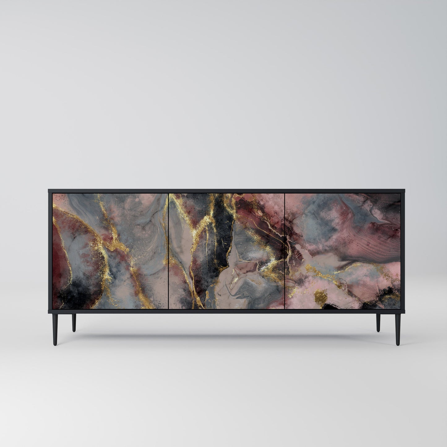 Credenza a 3 ante GOLDEN TIDES in finitura nera