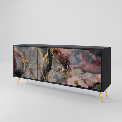 Credenza a 3 ante GOLDEN TIDES in finitura nera