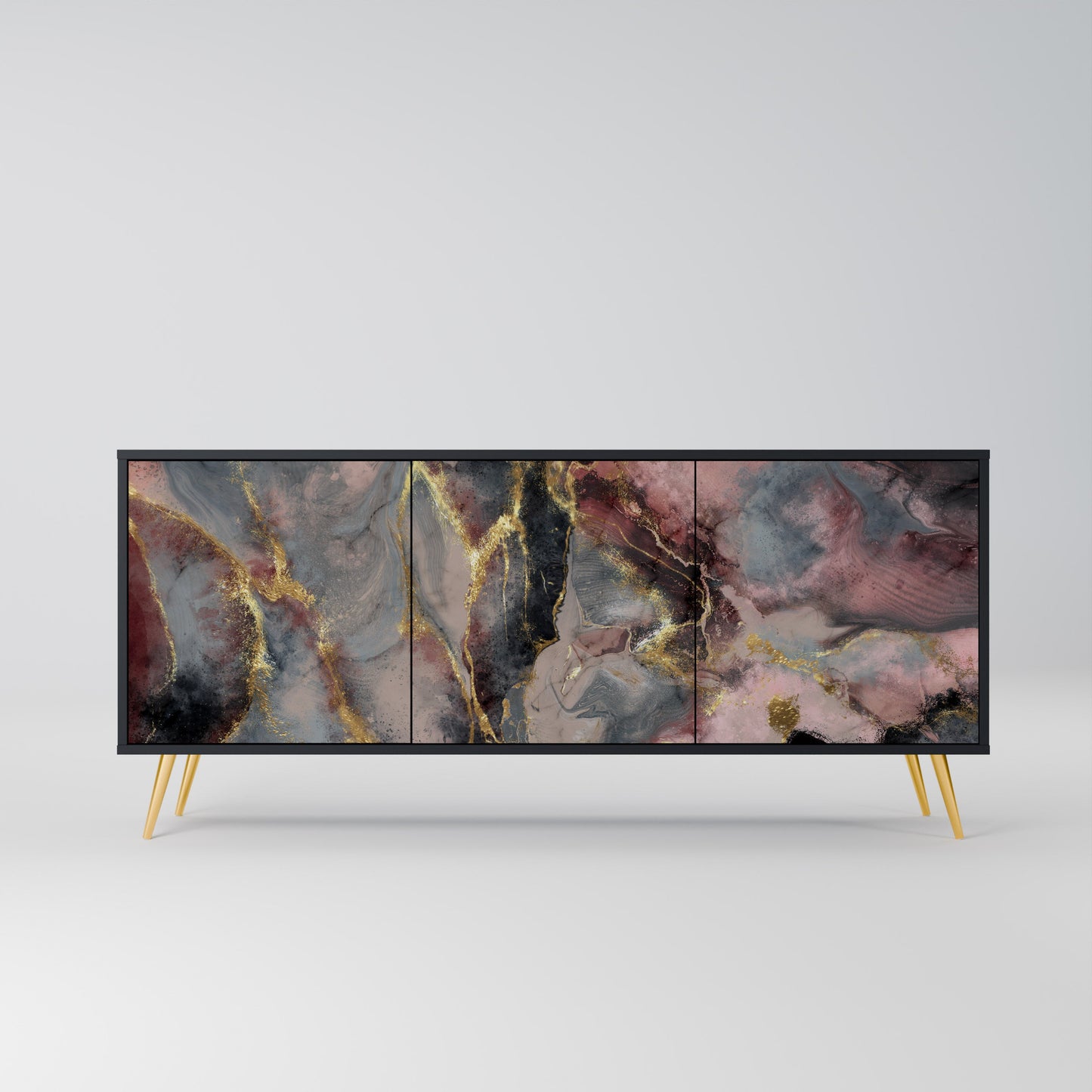 Credenza a 3 ante GOLDEN TIDES in finitura nera