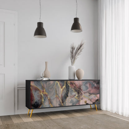 Credenza a 3 ante GOLDEN TIDES in finitura nera