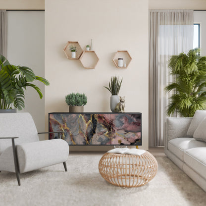 Credenza a 3 ante GOLDEN TIDES in finitura nera
