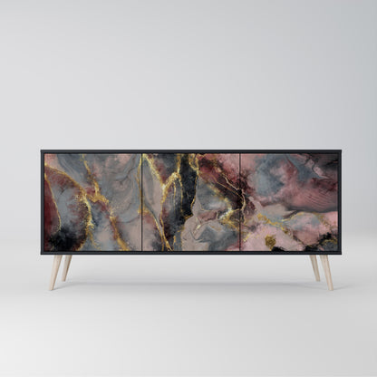 Credenza a 3 ante GOLDEN TIDES in finitura nera
