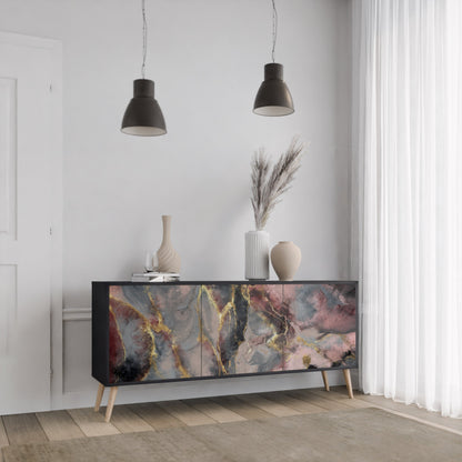 Credenza a 3 ante GOLDEN TIDES in finitura nera